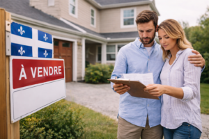 Couple envisageant l’achat d’une maison à deux au Québec